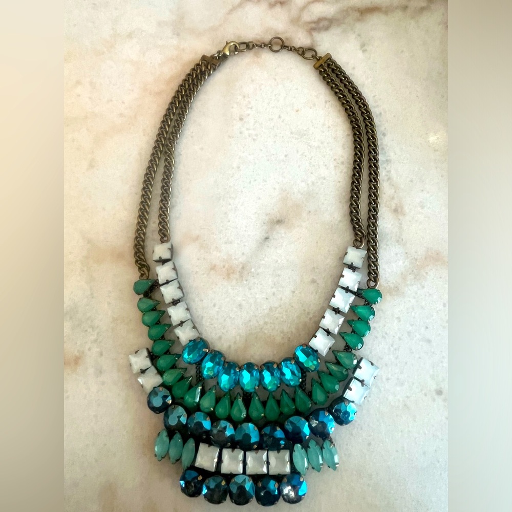 Banana Republic Green & Blue Gemstone Bib Necklace